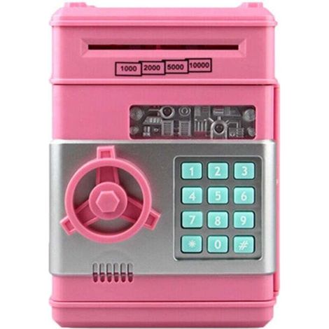 Bancomat elettronico automatico su ruote con combinazione di sicurezza, ideale come regalo di compleanno o di Natale per ragazzi, ragazze e bambini (rosa).
