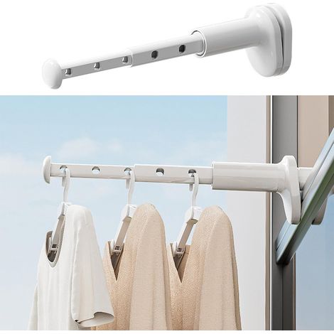 Blanc, Etendoir Mural, Séchoir à Linge Portable pour Voyage, Petit Étendoir Linge Pliable, Séchoir Mural Extensible avec 5 Trous, pour Balcon, Salle Bains, Hôtel, Voyage, Camping