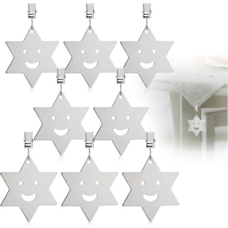 8 Tischdeckenbeschwerer aus Edelstahl – Tischdeckenclips – je ca. 50 g (1/4)