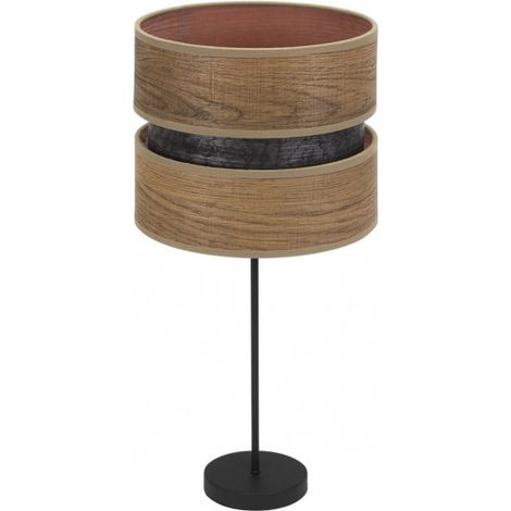 Sobremesa Alto Colet 1xe27 Negro/madera Oscura 61x30x30 Cm