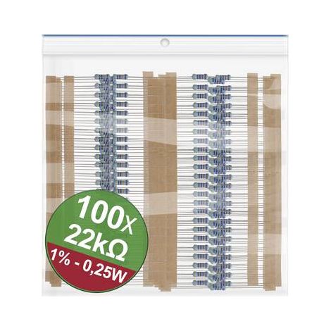 Quadrios 22P051 22P051 Jeu de résistances à couche métallique 22 kΩ sortie axiale 0207 0.25 W 1 % 1 (1/2)