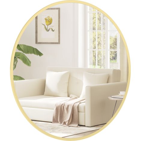 Miroir mural design moderne 61x61 cm doré (1/5)