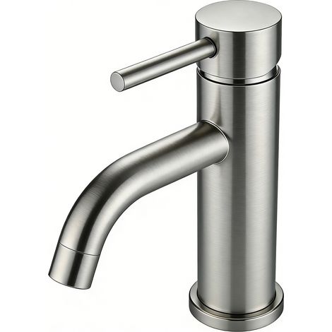 AICA Edelstahl Mischbatterie Waschbeckenmischer Niedriger Waschtischarmatur Wasserhahn Bad Gebürstet