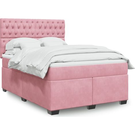 Boxspringbett mit Matratze Rosa 140x190 cm Samt