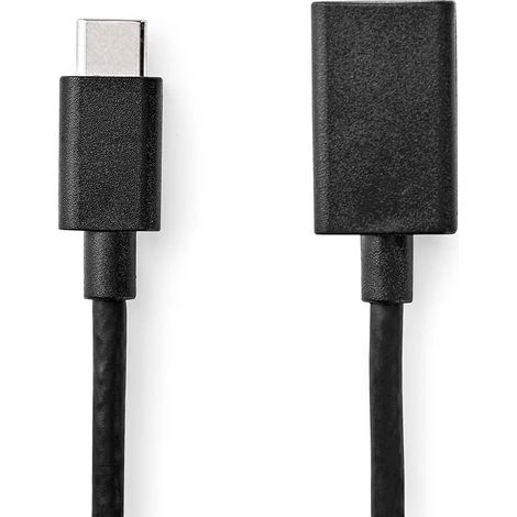 Adaptador usb c usb 32 generacion 1 usb c macho usb a hembra 5 gbps 015m redondo niquelado pvc negro en caja