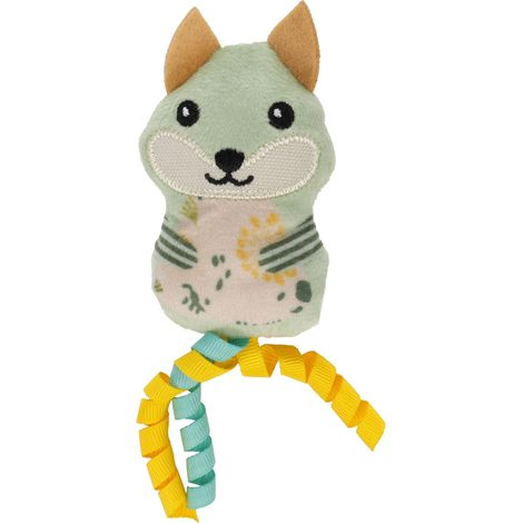 Renard vert en peluche avec rubans et cataire pour chat