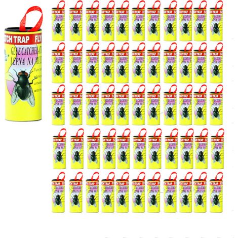 Rouleau anti-mouches puissant – Piège collant 52 pièces – Papier imperméable avec colle ultra-épaisse – Installation facile à l'intérieur et extérieur