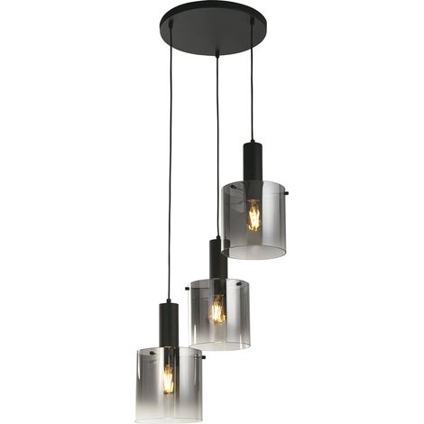 Lampadario Contemporaneo Svezia Acciaio Nero Vetro 3 Luci E27 (1/5)