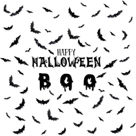 Autocollants Effrayants Chauves-souris 3D Halloween - Décor Réaliste pour Mur Intérieur, Fête et Décoration Maison (1/5)