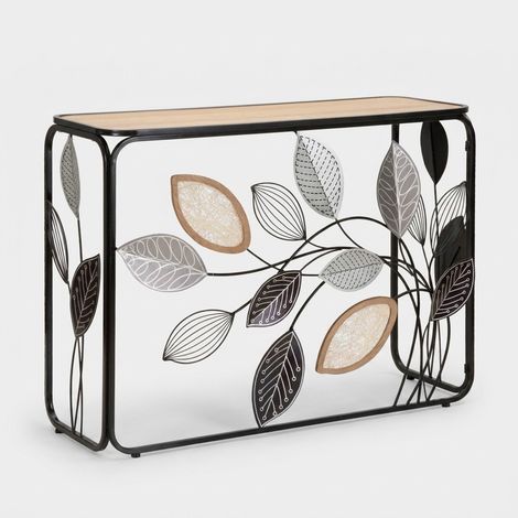 Console Automne métal noir plateau bois design naturel (1/5)