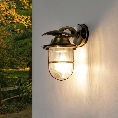 Außenwandleuchte Antik aus Echt-Messing Glas KORFU