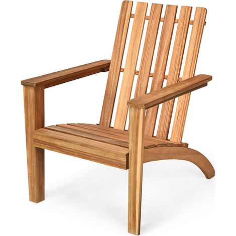 COSTWAY Silla de Jardín Sillón de Madera Taburete con Apoyabrazos Asiento 68x73x85cm (1/5)