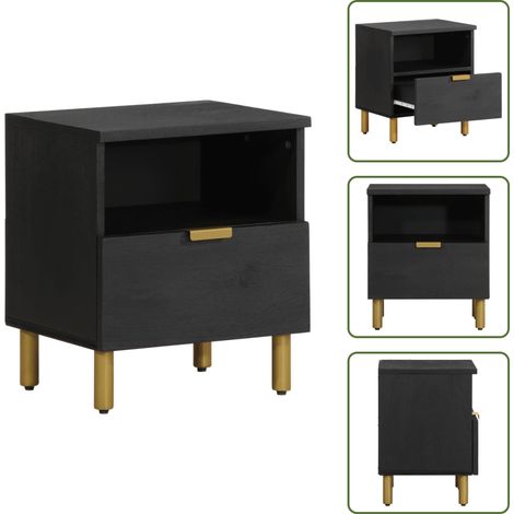vidaXL Table de chevet noir 40x33x46 cm bois d'ingénierie (1/5)