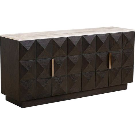Buffet Claremont 4 portes marron - Marron foncé avec détails clairs (1/5)