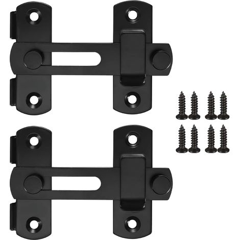 Ensemble de 2 verrous de porte de grange en acier inoxydable noir pour la sécurité des portails et des fenêtres (1/5)