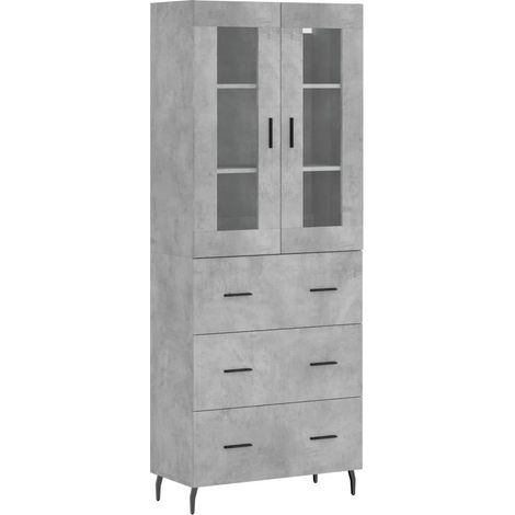 Credenza cassettiera mobile contenitore organizer cucina soggiorno salotto alto 695 x 34 x 180 cm legno ingegnerizzato grigio 020034577
