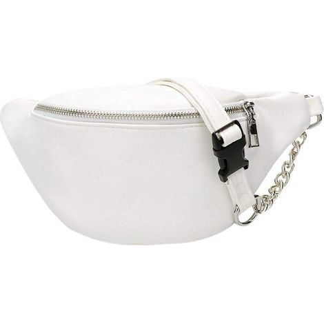 Sac de ceinture de voyage extérieur en cuir PU avec fermeture éclair (blanc)