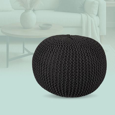 Gestrickter pouf - rund boho design fullung aus polystyrol