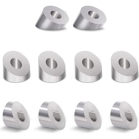 10Er-Pack AbgeschräGte 30-Grad-Unterlegscheibe Aus Edelstahl, 1/4 /6,6 mm 30-Grad-Unterlegscheibe pour KabelgeläNder-Kit (1/5)