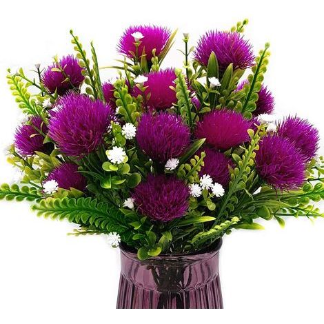 Künstliche Löwenzahn Pflanzen, Kunststoff Blumen Sträucher Büsche Kunstgras Hochzeit Indoor Outdoor Hausgarten Veranda Mittelstücke Arrangements Party Dekoration Pflanzfüller - Red Rose 4 Pack (1/5)