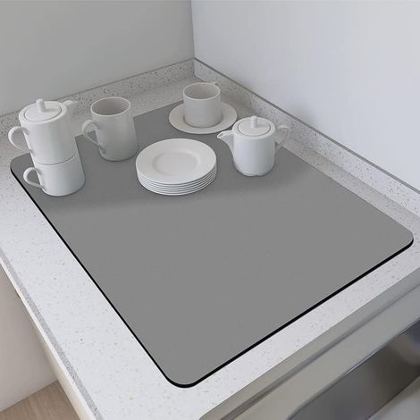 Tapis Egouttoir Vaisselle 50 x 40cm Evier Cuisine Absorbant pour Machine à Café de Drainage Super Absorbant，pour Vaisselle, Café（Gris clair） Gris Clair 40 cm'Gris Clair 50 x 40 cm'Gris Clair'50 x 40 c