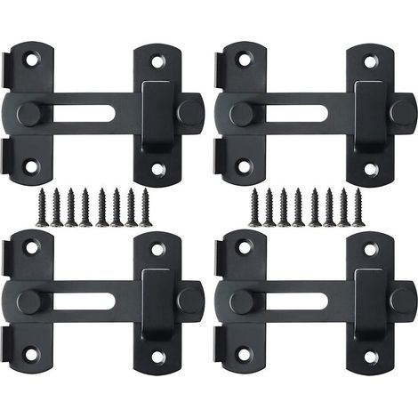 2 Pcs Verrou de Porte Coulissante Serrure de Porte Loquet à Bascule Boulon de Verrouillage de Boucle avec Vis pour Porte, Fenêtre, Placard et Jardin, Noir Mat en Acier Inoxydable (1/4)