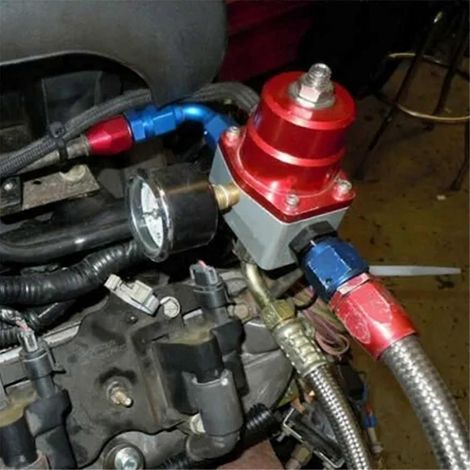 Kit régulateur de pression de carburant réglable noir et rouge avec manomètre d'huile 0-100 psi