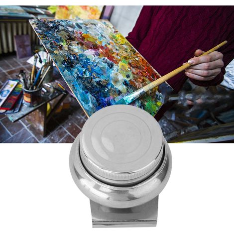 Porte-godet double/simple en acier inoxydable pour peinture à l'huile, palette intégrée (Modèle F-347) (1/3)