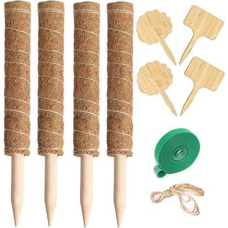 4 Pièces Bâton De Coco, 40cm Chacun, Tuteurs en Coco Superposable, Poteau de Coco avec Le Bâton de Bois Pointu pour Plantes Grimpantes Extension et Support de Plant dans Le Jardin Maison (1/4)