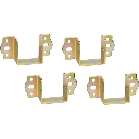 Supports Fixation Central pour Rail de Lit Suspension de Solive en Bois Largeur 50 mm Metal Connecteurs Raccord pour Cadre de Lit Chromé Jaune 4 pièces (1/5)