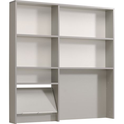 Miroytengo – Crédence haut de cuisine 120 cm – 6 compartiments – Support tablette – Aggloméré gris – Pour espaces modernes