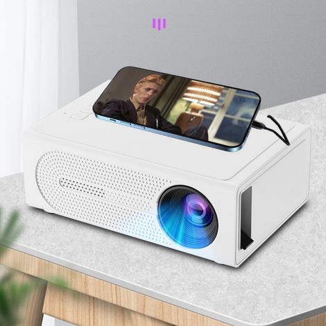 Tragbarer weißer LED-Projektor – Unterstützt 1080p, direkte Smartphone-Verbindung, ideal für Heimkino und als Geschenk für Kinder