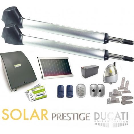 Kit Motorisation Portail Solaire Ducati Home Automation EVO 748 T SOLAR - Pour portail à 2 vantaux battants maxi 5m 400kg chacun