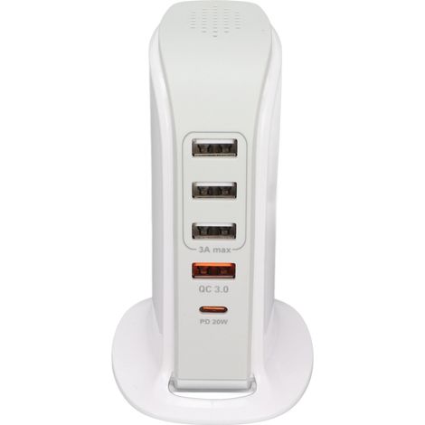 Support de charge pour téléphone portable avec adaptateur secteur USB, station de charge multiport, charge rapide, prise européenne.