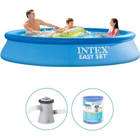 Intex – Piscine gonflable Easy Set 305 x 61 cm – Pompe de filtration 1250 l/h – Capacité 3077 l – PVC triple couche résistant (1/5)