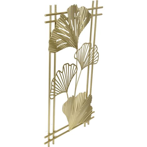 Décoration Murale Métal Doré Feuille d'Or avec Cadre pour Salon Bureau Hôtel (1/5)