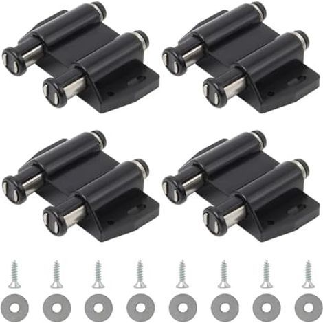 Push to Open Aimant 4 Pièces Loquet Magnétique à Pression Double de Porte Ressort Aimanté Placard en Plastique avec Vis pour Armoire Tiroir (Noir) - (1/5)