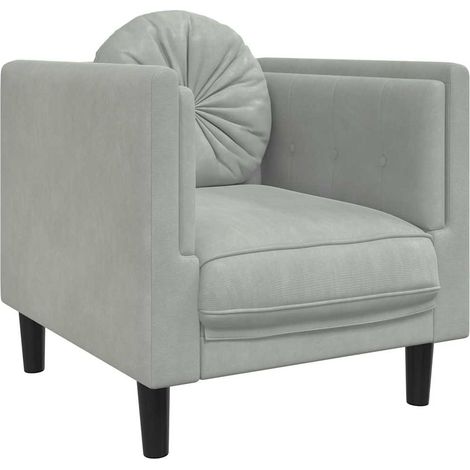 Fauteuil de Salon,Chaise,Fauteuil avec coussin gris clair Velours CFW738415 (1/5)