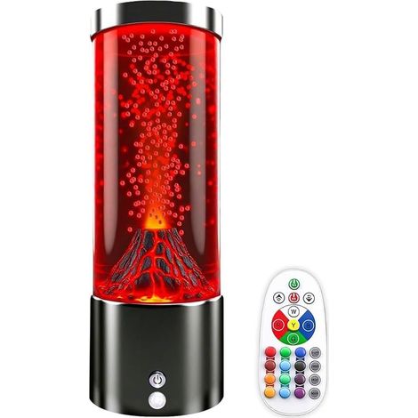 Veilleuse LED 16 couleurs RVB - Lampe à bulles rechargeable par USB - Télécommande tactile à intensité variable - Éclairage d'ambiance pour chambre à coucher, décoration de fête d'enfants, 22,9 cm (1/5)