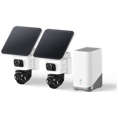 Caméra de surveillance - EUFY SECURITY - eufyCam S4 T8172 - Bullet-PTZ triple objectif - 4K 130° & suivi 50 m - Panneau solaire 5,5W