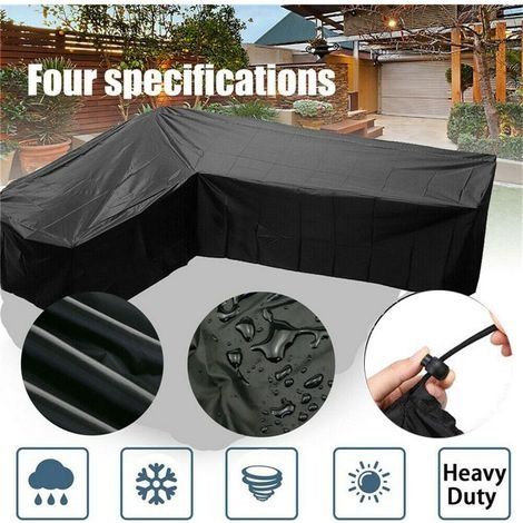 Housse de canapé de Jardin en Forme de L - Housse de Protection Salon de Jardin en Forme de L avec Cordons de Serrage en Bas,210D bache Salon de Jardin en Forme de L 200x270cm (1/3)