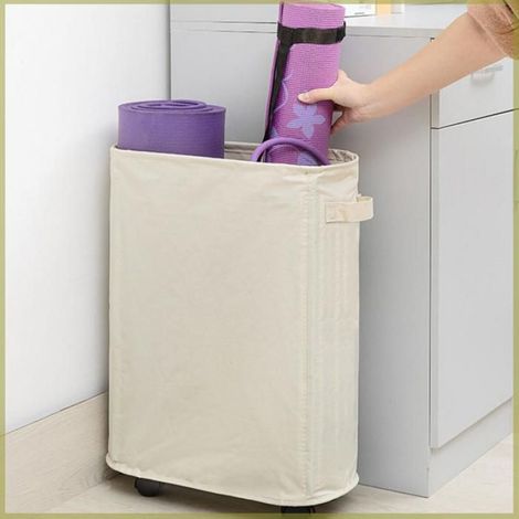 Cocosity Panier de rangement de tapis de yoga Panier de Stockage de Tapis de Yoga avec Roues, Grande capacité de meuble panier (1/5)