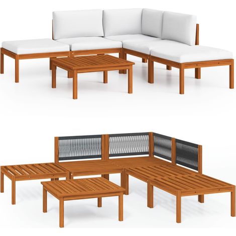 Maison Exclusive - 6-tlg. Garten-Lounge-Set mit Kissen Cremefarbe