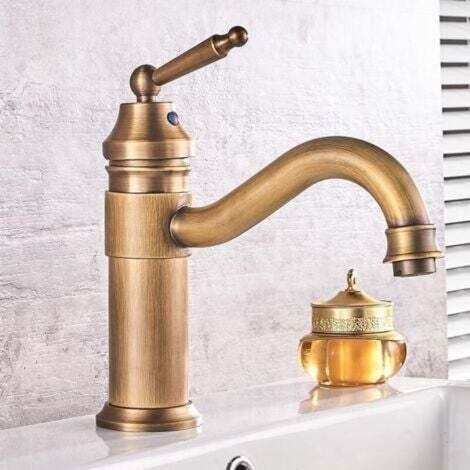[NON UTILIZZATO] Rubinetto per lavabo in ottone, rubinetto girevole monoforo per bagno, acqua calda e fredda, profilo basso