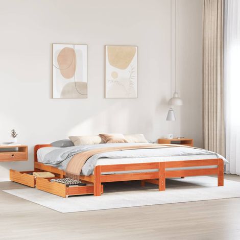 Letto senza Materasso Marrone Cera 180x200 cm in Legno di Pino vidaXL (1/5)