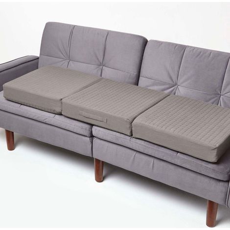 HOMESCAPES Coussin d'assise déhoussable pour canapé 3 places en coton, Gris foncé
