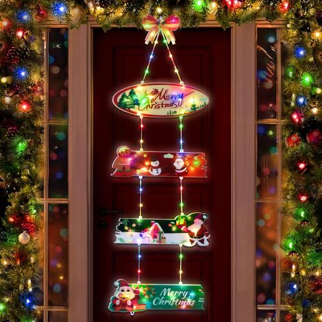 Außenbeleuchtung des Weihnachtsmannes auf Batterie, zum Dekorieren des Weihnachtsmannes an der Tür, am Fenster, an der Wand, im DIY-Haus (1/4)