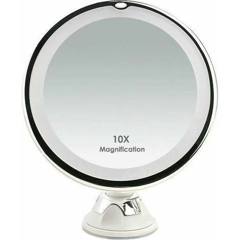 Miroirs Grossissant x10 Miroir Maquillage Lumineux LED de Voyage avec Ventouse Miroir Grossissant Mural Rotation à 360°Miroir a Poser Idéal pour Rasage et Maquillage (1/4)