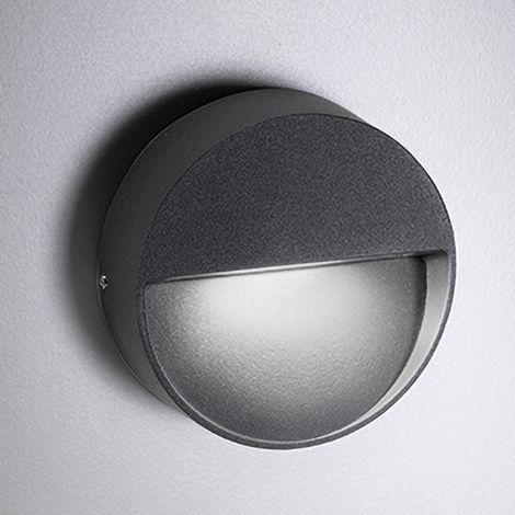 Applique LED Bottom pour Extérieur et Intérieur en Aluminium Moulé sous Pression Gris Foncé, 4.5W, IP54, Design Moderne et Compact Diamètre 10 cm