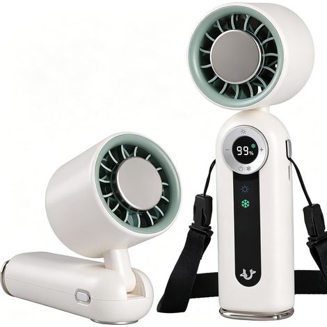 JSSEVN-Ventilateur Portable avec Lampe LED,Ventilateur USB Refroidissement Glacé,199 Puissant Vitesses,4000mAh,Portatif Rechargeable Fan (1/5)